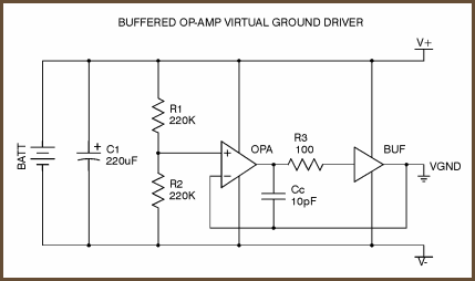 Buffered op-amp power supply